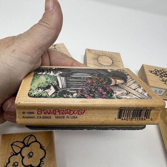 Spring Rubber Stamp Lot Flowers Floral Cluster Grapes Rain Sun Pansy Rose Bird - Picture 15 of 16